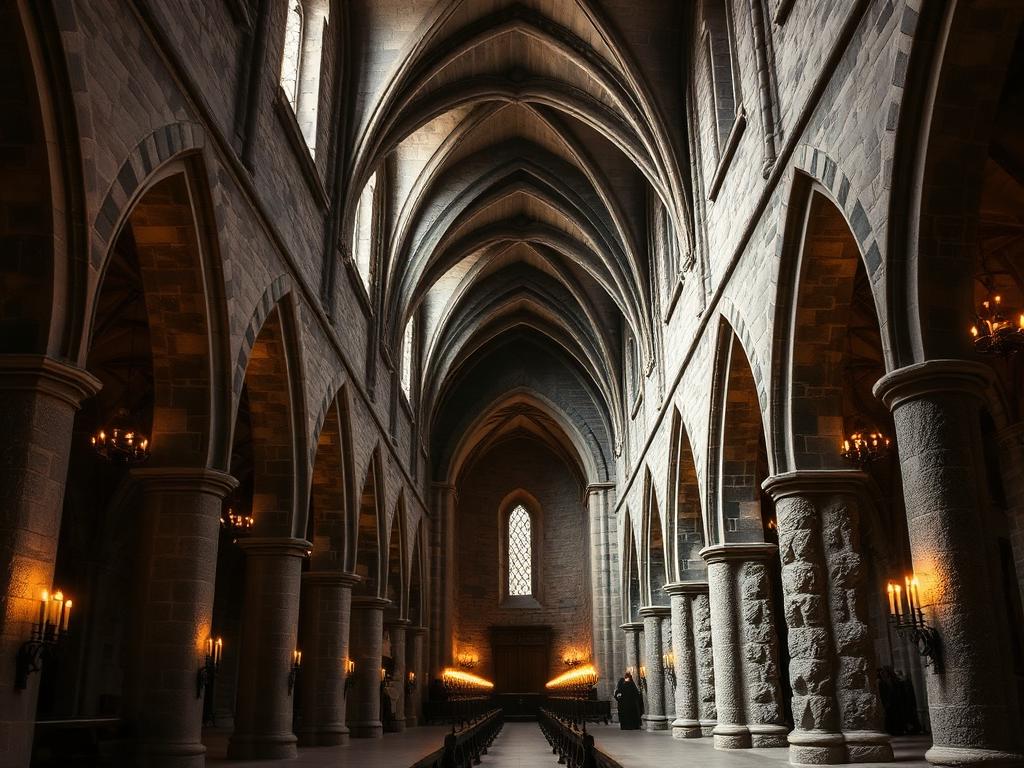 Interior de abadia francesa românica