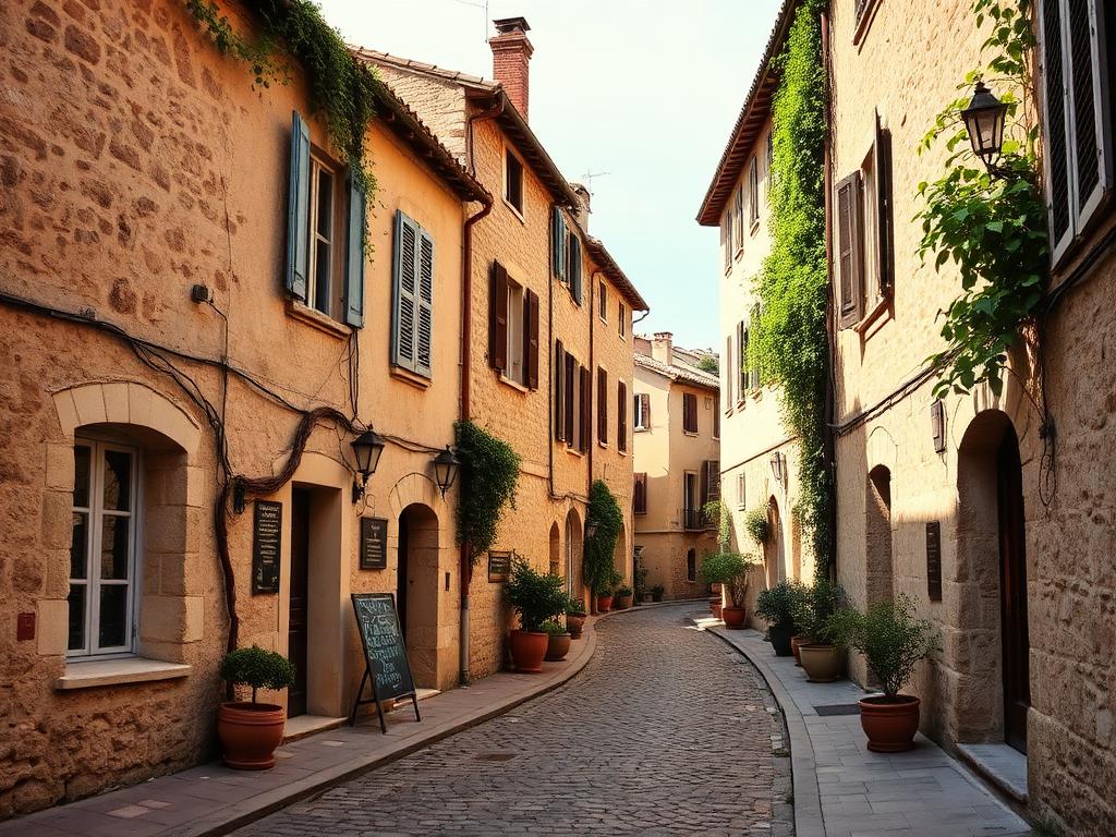 Vila histórica francesa com ruas de pedra