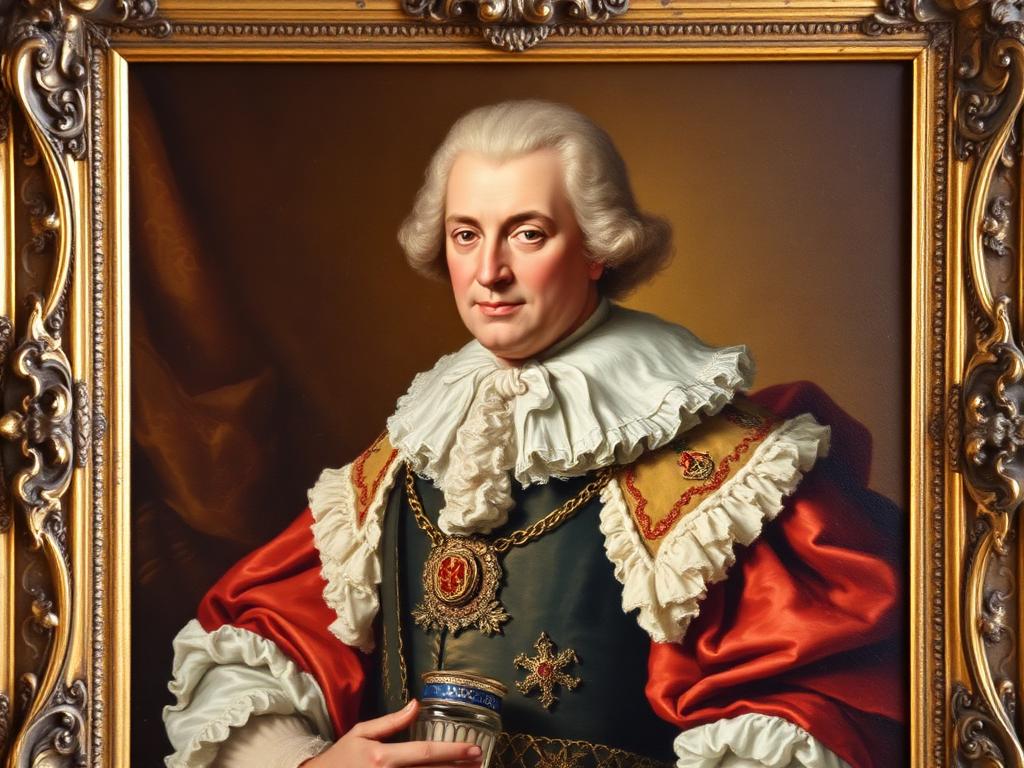 Retrato em óleo de nobre francês do século XVIII